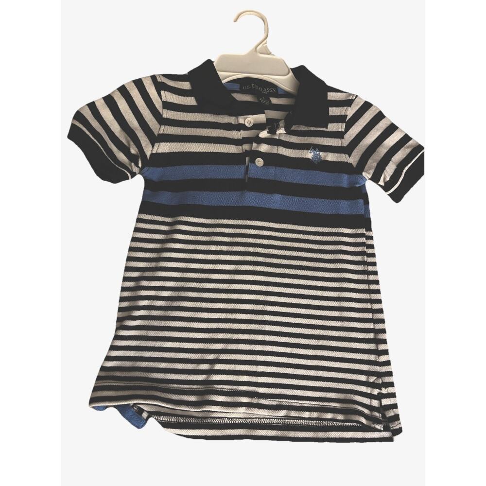 US Polo Assn Boys Size 4T Striped Short-sleeved Polo Shirt